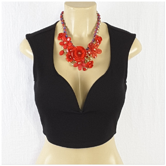Shasa Tops - SHASA USA, Faux Bustier Crop Top, size Large